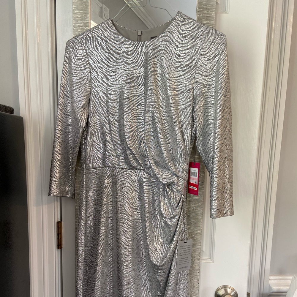 Vince Camuto silver dress NWT size 10 petite